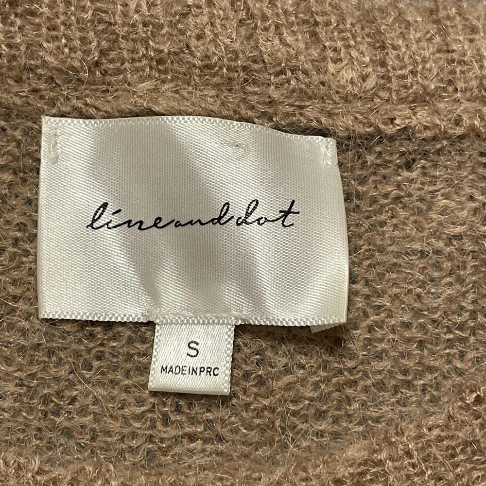 Line & Dot Sweater Womens Small Tan Orange Stripe Wool Blend Crewneck Pullover - Picture 3 of 7